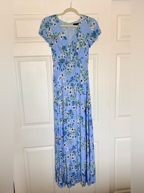 Banana Republic Light Blue Floral Maxi Dress — Size 0